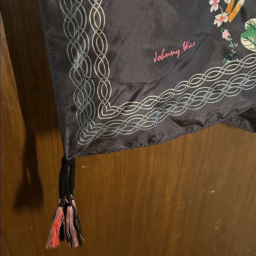 Johnny Was Multicolor Floral Scarf with Tassels